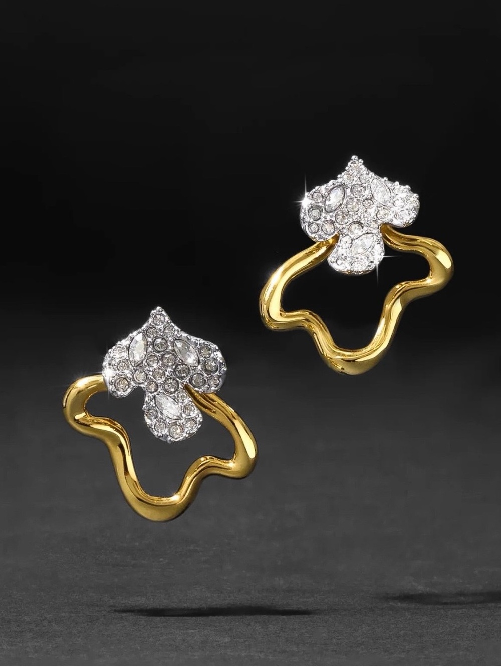 Alexis Bittar Freeform Pavé Crystal Gold Jacket Earrings (NWOT)